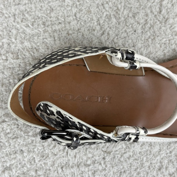 Coach‎ Sandals Womens 9.5B Snake Print Clarkson Leather T-Strap Adjustable Thong - Picture 13 of 14